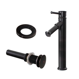 Elite Tall Single handle Oil Rubbed Bronze Bathroom Vessel Sink Faucet With Pop up Drain