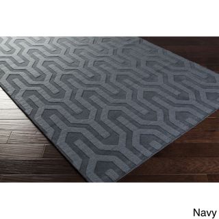 Surya Carpet, Inc Hand Loomed Drome Solid Tone on tone Geometric Wool Area Rug (8 X 11) Blue Size 8 x 11