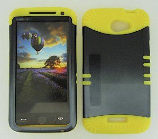 For Htc One X S720e Gray Black Heavy Duty Case + Yellow Rubber Skin Accessories Cell Phones & Accessories