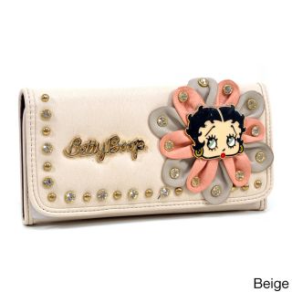 Betty Boop Rhinestone studded Flower Design Tri fold Wallet