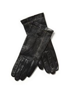 Cross Stitch Leather Gloves by Maison Fabre