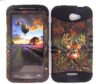 For Htc One X S720e Camo Deer Heavy Duty Case + Black Rubber Skin Accessories Cell Phones & Accessories