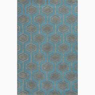 Handmade Blue/ Gray Wool Te X Tured Rug (2 X 3)