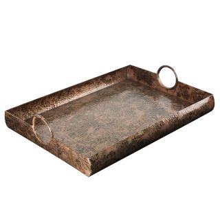 Highpoint Collection Large Hammered Flamed Copper Finish Tray