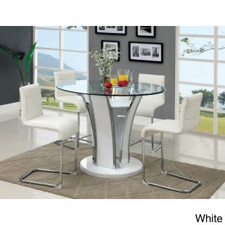 Furniture Of America Furniture Of America Ziana Contemporary 5 piece 48 inch Counter Height Round Tempered Glass Dining Set White Size 5 Piece Sets