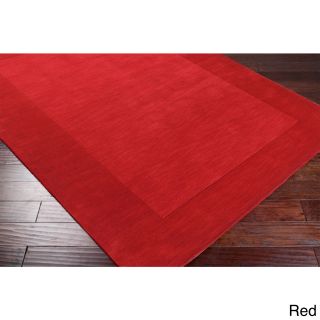 Surya Carpet, Inc Hand Loomed Odele Solid Bordered Tone on tone Wool Area Rug (8 X 11) Red Size 8 x 11