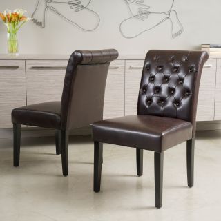 Christopher Knight Home Palermo Leather Tufted Dining Chairs (set Of 2)