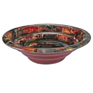 Red/ Black Swirl Glass Sink Bowl