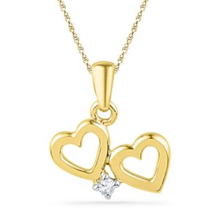 Diamond Accent Side by Side Hearts Pendant in 10K Gold   Zales