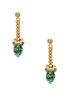 Fire Opal Emerald Drop Earrings by Elizabeth Cole