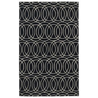 Kaleen Rugs Hand tufted Cosmopolitan Circles Black/ Ivory Wool Rug (96 X 13) Black Size 96 x 13
