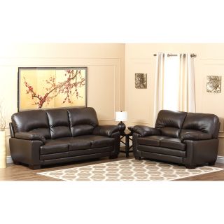 Abbyson Living Charleston Premium Italian Leather Sofa And Loveseat Set
