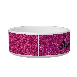 Personalized name frog pink glitter cat bowl