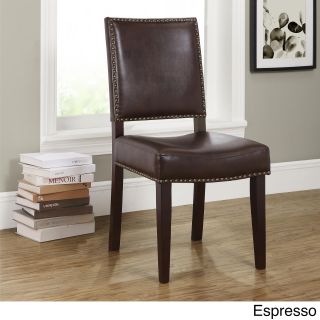 Contemporary Faux Leather Parsons Chair With Nailheads