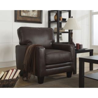 Serta Monaco Bonded Leather Track Arm Biscuit Brown Accent Chair