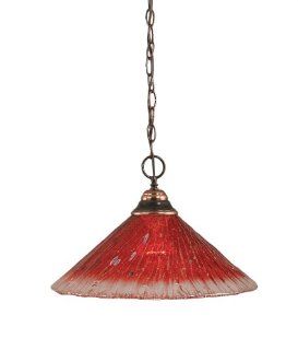 Toltec Lighting 10 BC 716 One Light Chain Pendant Black Copper Finish with Raspberry Crystal Glass, 16 Inch   Ceiling Pendant Fixtures  