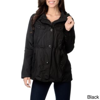 Kensie Kensie Womens Hooded Lightweight Packable Jacket Black Size XS (2  3)