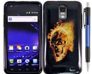 Yellow Fire Angry Skull On Black Design Protector Hard Cover Case for Samsung Galaxy S II Skyrocket / SGH i727 Android Smartphone (AT&T) + Bonus 1 of New Rubber Grip Translucent Ball Point Pen Cell Phones & Accessories