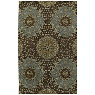 St. Joseph Chocolate Brown Damask Hand tufted Wool Rug (36 X 53)