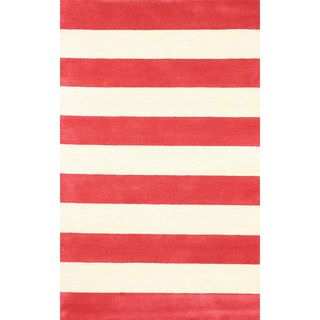Nuloom Hand tufted Wide Stripes Red New Zealand Wool Rug (5 X 8)