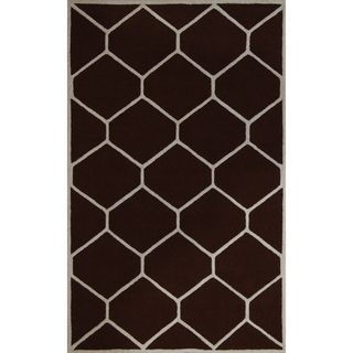 Safavieh Handmade Moroccan Cambridge Trellis pattern Dark Brown/ Ivory Wool Rug (6 X 9)
