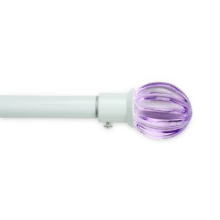 Adjustable White Drapery Rod Set With Purple Glass Finial