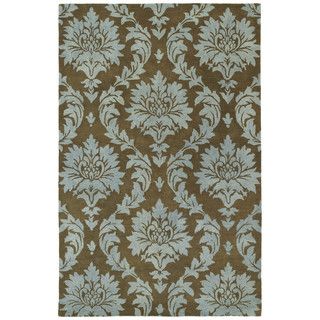 Swanky Blue Damask Wool Rug (5 X 76)