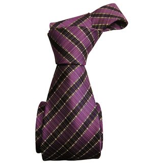 Dmitry Mens Purple Striped Italian silk Necktie