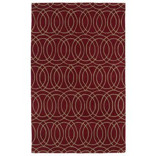 Hand tufted Cosmopolitan Circles Red/ Camel Wool Rug (2 X 3)