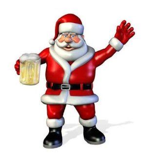 Food Wall Decals Santa with Beer 2   30 inches x 29 inches   Peel and Stick Removable Graphic   Wall Decor Stickers