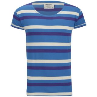 Jack & Jones Mens Robit Striped T Shirt   Mykonos Blue      Clothing