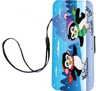 Rikki KnightTM Winter Scene With Skating Penguins PU Leather Wallet Type Flip Case with Magnetic Flap and Wristlet for Apple iPhone 5 &5s Cell Phones & Accessories