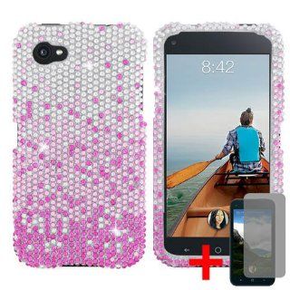 HTC FIRST M4 FACEBOOK PHONE PINK WATERFALL DIAMOND BLING COVER HARD CASE + SCREEN PROTECTOR from [ACCESSORY ARENA] Cell Phones & Accessories