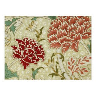William Morris Red Floral Wallpaper Print