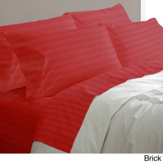 Hotel Grand Hotel Grand 600 Thread Count Egyptian Cotton Stripe 6 piece Sheet Set Red Size Queen