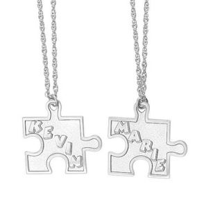 Sterling Silver Couples Puzzle Name Pendant (2 Names)   Zales