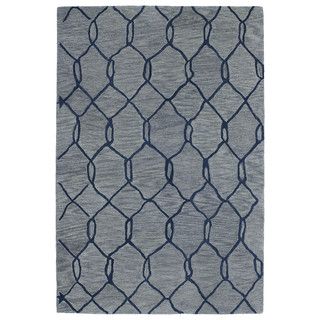 Hand tufted Utopia Tile Blue Wool Rug (4 X 6)