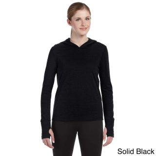 Alo Alo Womens Performance Triblend Long sleeve Hooded Pullover Black Size L (12  14)