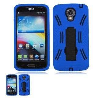 LG Volt LS740 Blue And Black Hardcore Kickstand Case Cell Phones & Accessories