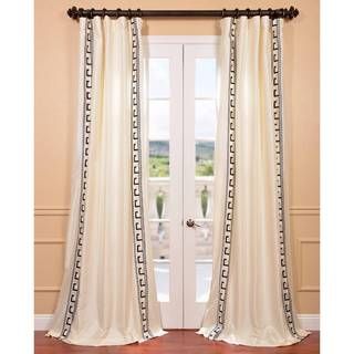 Greco Ivory Embroidered Faux Silk Curtain Panel