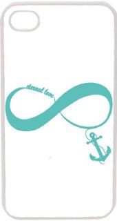 Teal Green Eternal Love Infinity Symbol with Anchor on iPhone 4 4s Case (White) Cell Phones & Accessories