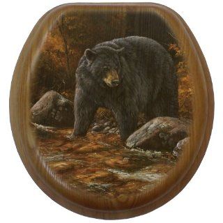 Comfort Seats C1B2R1 729 17OB Streamside Bear Round Toilet Seat with Oil Rubbed Bronze Alloy Hinge, Oak    