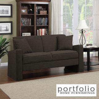 Portfolio Aviva Charcoal Gray Linen Sofa