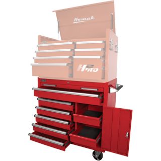 Homak H2PRO Series 41in. 6-Drawer Roller Tool Cabinet with 2 Compartment Drawers — Red, 41 15/16in.W x 22 7/8in.D x 42 1/4in.H, Model# RD04041062  Tool Chests