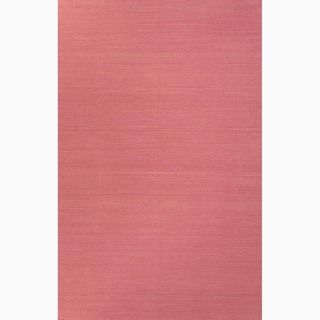 Handmade Solid Pattern Pink Wool Rug (8 X 10)