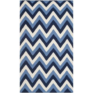 Safavieh Hand woven Dhurries Navy/ Light Blue Wool Rug (5 X 8)