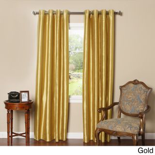 Best Home Fashion Grommet top Blackout Faux Silk Curtain Panel Pair Gold Size 52 x 84