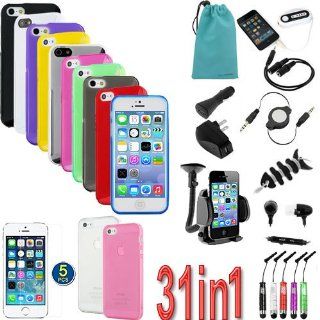 BIRUGEAR 30 Items Essential Accessories Bundle kit for Apple New iPhone 5 5G 6th Generation (AT&T, Sprint, Verizon, International) [ includes Cases Screen Protector, Pouch ,Chargers,Stylus, Handsfree, Holder,etc.] Cell Phones & Accessories