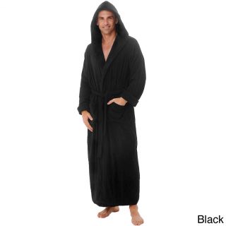 Alexander Del Rossa Del Rossa Mens Full Length Hooded Terry Cotton Bath Robe Black Size M
