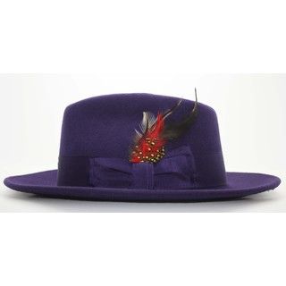 Ferrecci Mens Purple Wool Fedora Hat